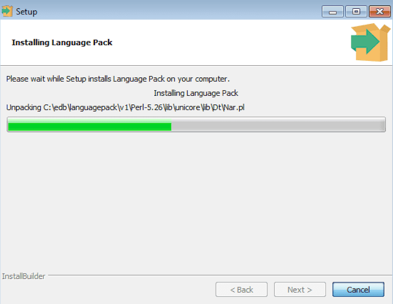 The Installing dialog